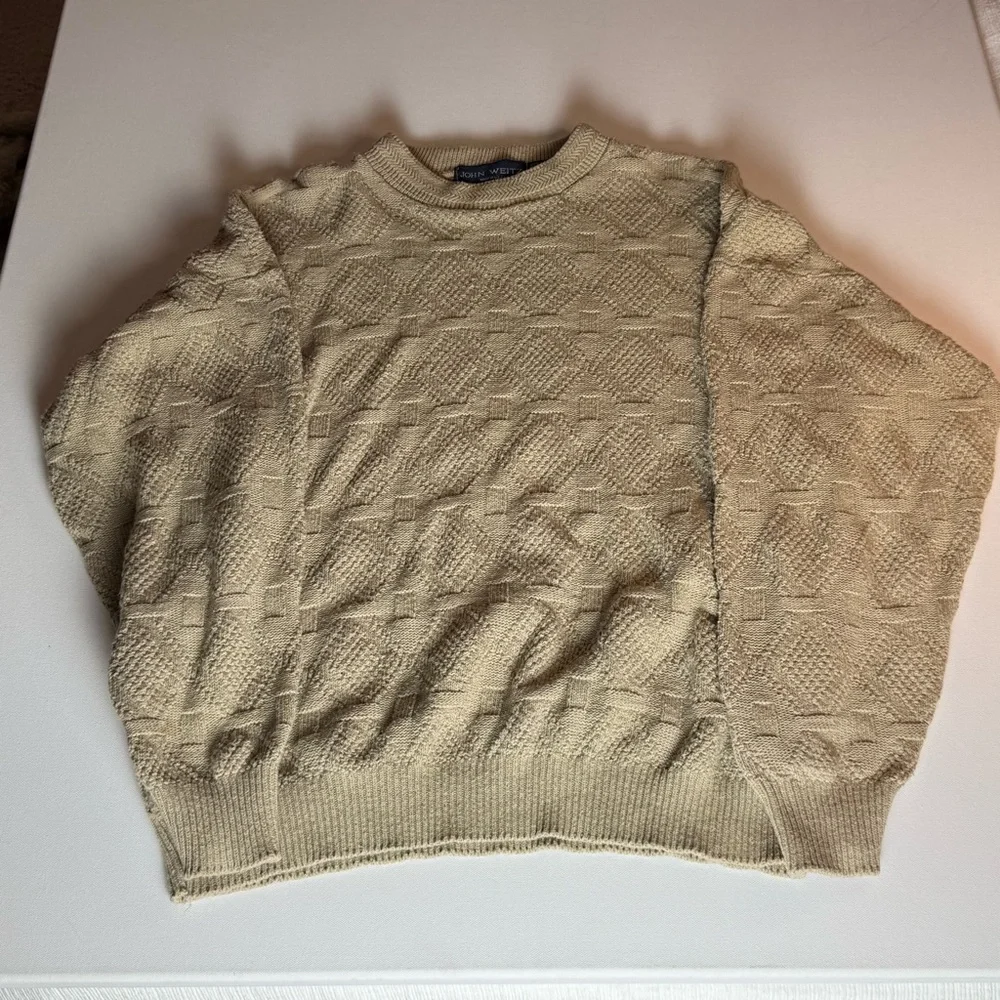 Vintage John Weitz Textured Knit Sweater – Made in USA – Size M, fisherman style